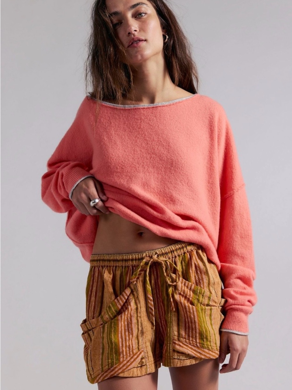 NWT Free People Good Fortune Striped shorts XL